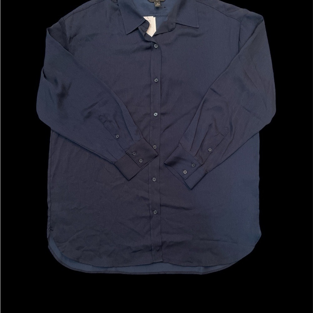 Banana Republic Womens Navy Blue Long Sleeve‎ Button Down Shirt 687650-05-1 M